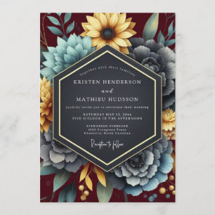 Invitation Mariage Floral Rich Ochre de Bourgogne