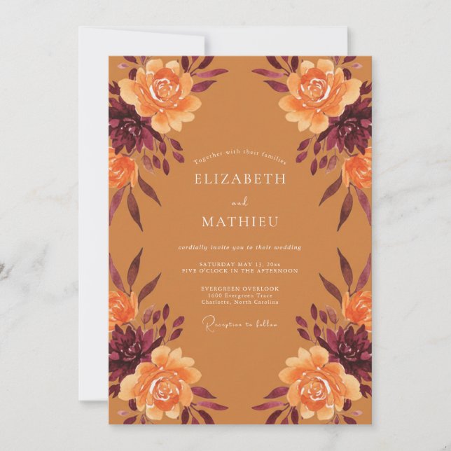 Invitation Mariage Floral Romance Ambre Moody (Devant)