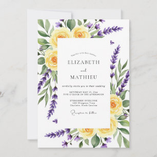 Invitation Mariage Floral Romance Lavande Jaune