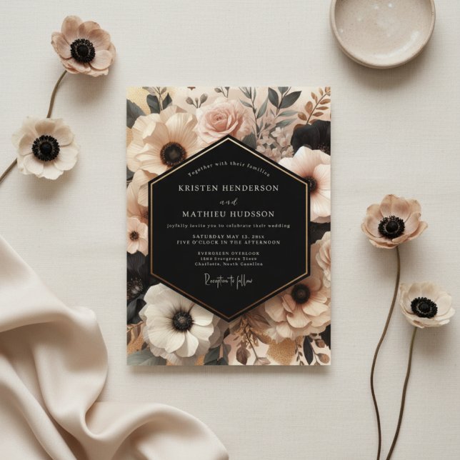Invitation Mariage Floral Romance Rouge Clair à la Crème (Créateur téléchargé)