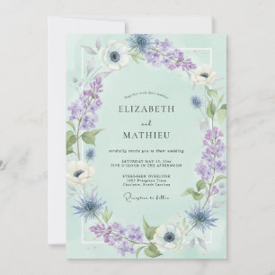 Invitation Mariage Floral Romance Sérénité Menthe
