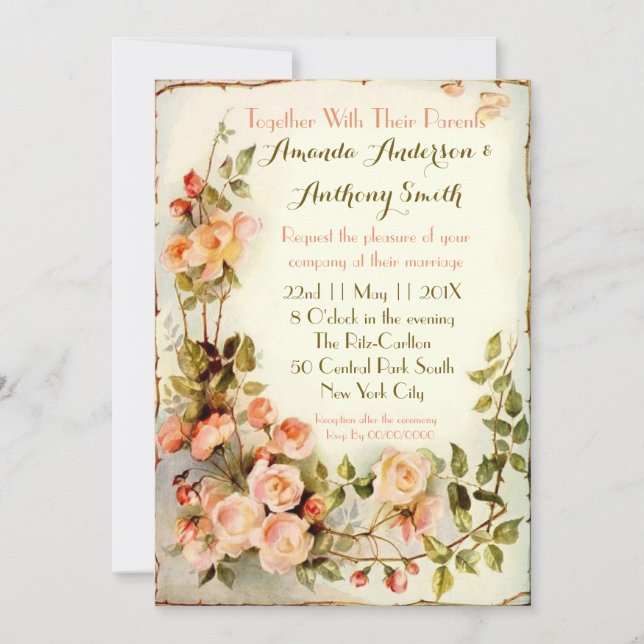 Invitation mariage floral romantique (Devant)