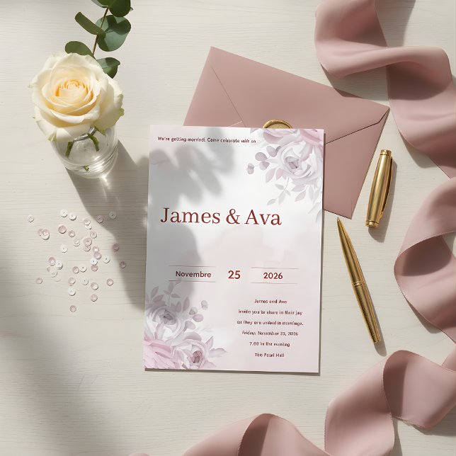 Invitation Mariage Floral Romantique (Créateur téléchargé)