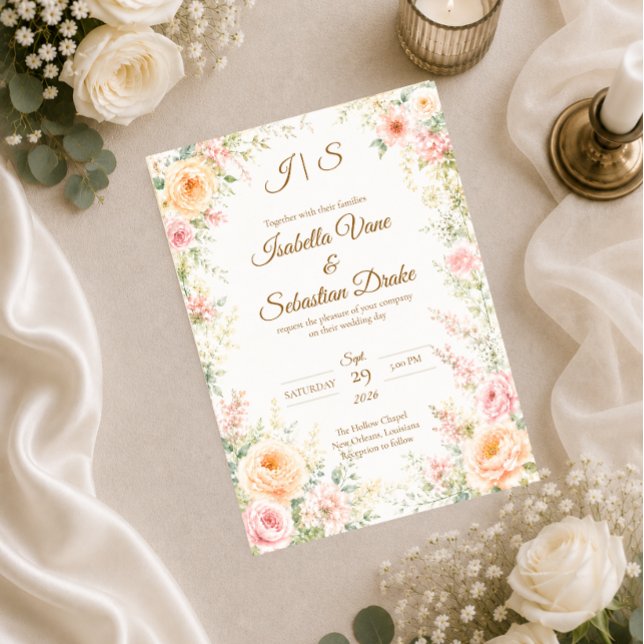 Invitation Mariage Floral Romantique (Créateur téléchargé)