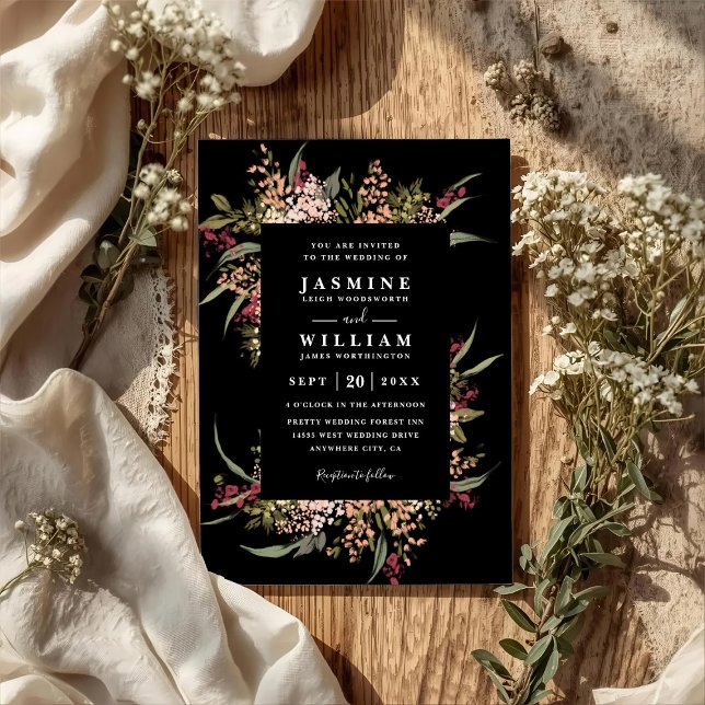 Invitation Mariage Floral Romantique Bohème avec Code QR (Créateur téléchargé)