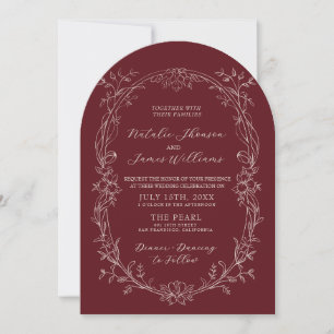 Invitation Mariage Floral Romantique Bourguignon Arqué Photo