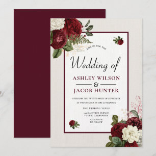 Invitation Mariage floral romantique de Bourgogne