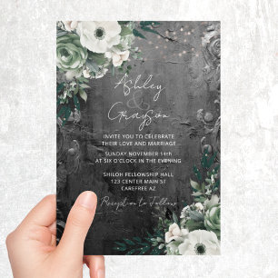 Invitation Mariage floral romantique en argent