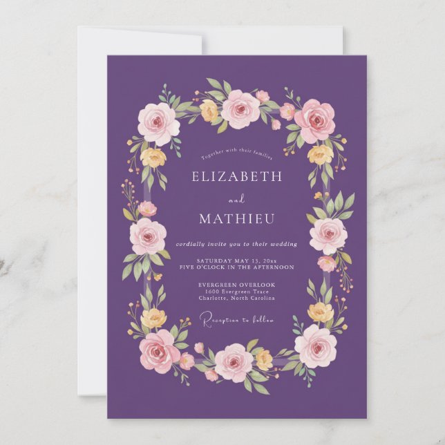 Invitation Mariage Floral Romantique Fleur de Prunier (Devant)