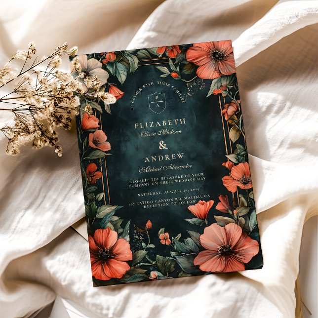 Invitation Mariage Floral Romantique Gothique (Créateur téléchargé)