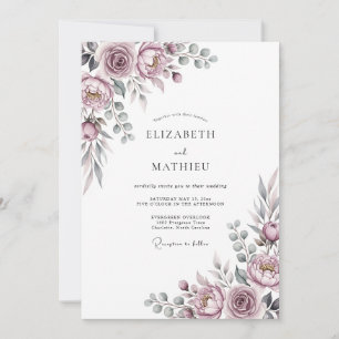 Invitation Mariage Floral Romantique Mauve