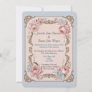 Invitation Mariage floral romantique Rococo