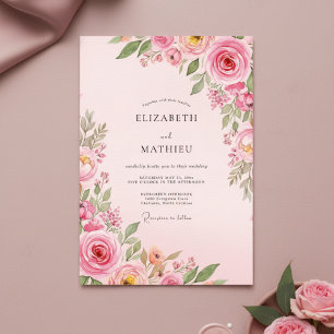 Invitation Mariage Floral Romantique Rose