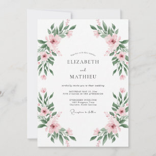 Invitation Mariage Floral Romantique Rose Tendre