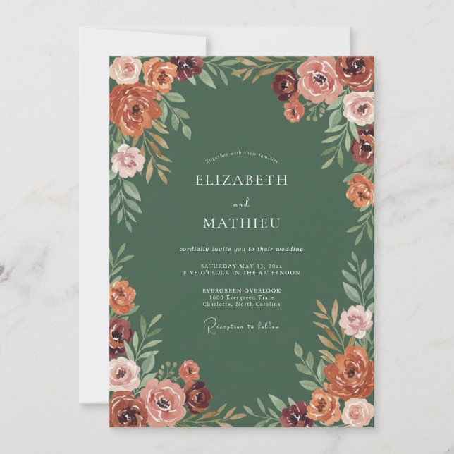 Invitation Mariage Floral Romantique Sienne (Devant)