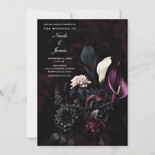 Invitation Mariage Floral Romantique Sombre et Maussade