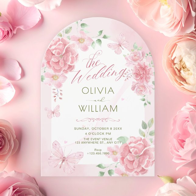 Invitation Mariage floral rose (Créateur téléchargé)