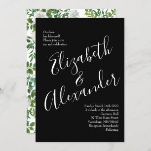 Invitation Mariage Floral Rose Black & White Peony