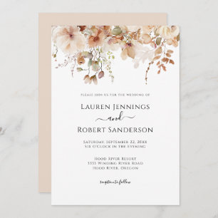 Invitation Mariage floral rose-bleu neutre