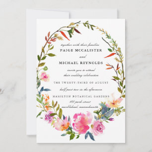 Invitation Mariage floral rose boho moderne