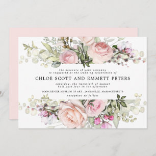 Invitation Mariage Floral rose Boho moderne