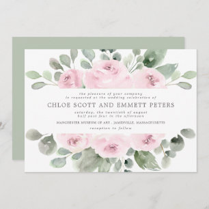 Invitation Mariage Floral rose Boho moderne