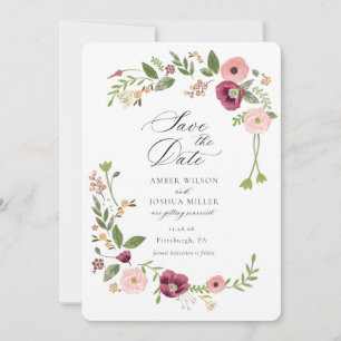 Invitation Mariage floral rose Boho vintage