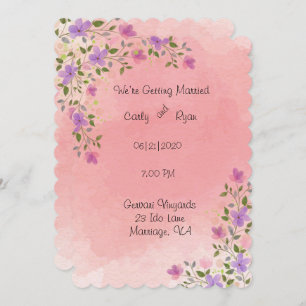 Invitation Mariage floral rose Elegant