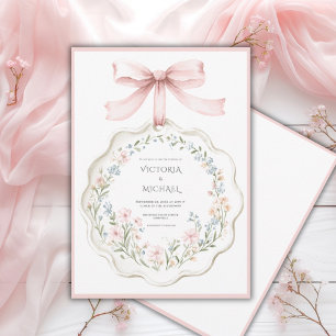 Invitation Mariage Floral Rose Élégant Vintage