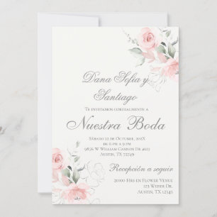 Invitation Mariage floral rose espagnol