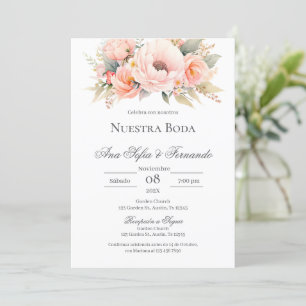 Invitation Mariage floral rose espagnol