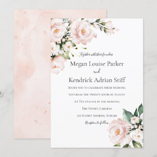 Invitation Mariage floral rose et blanc