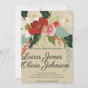 Invitation Mariage floral rose et blanc Magnolia