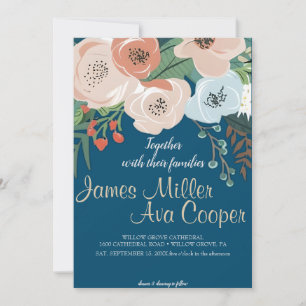 Invitation Mariage floral rose et blanc Magnolia