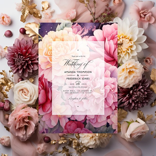 Invitation Mariage floral rose et or (Créateur téléchargé)