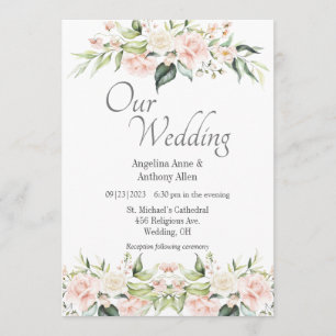 Invitation Mariage floral rose Eucalyptus