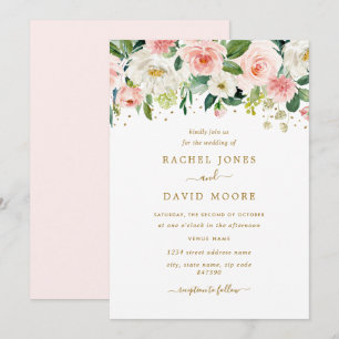 Invitation Mariage Floral Rose Gold