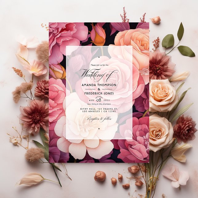 Invitation Mariage Floral Rose Gold et Blush (Créateur téléchargé)