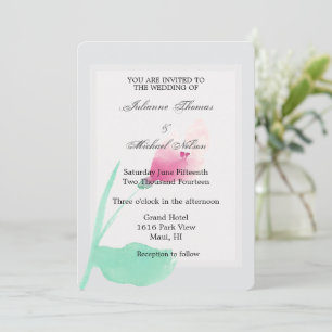 Invitation Mariage floral rose gris romantique