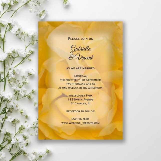 Invitation Mariage floral rose jaune (Créateur téléchargé)