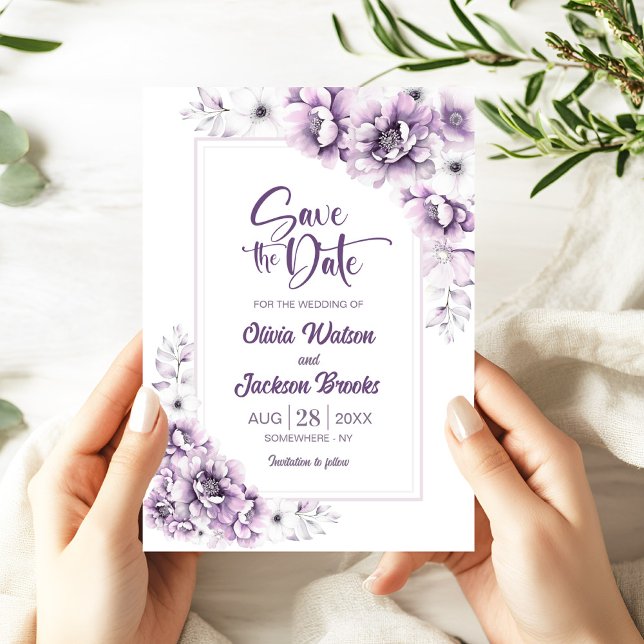 Invitation Mariage floral rose moderne Enregistrer la date (Créateur téléchargé)