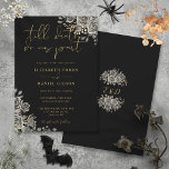 Invitation Mariage Floral Rose Noir Et Or<br><div class="desc">Cette élégante faire-part de mariage gothique peut être personnalisée avec vos informations en typographie chic avec vos initiales monogrammes au verso. Conçu par Thisisnotme©</div>