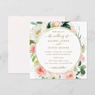 Invitation Mariage Floral Rose or moderne