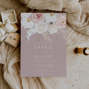 Invitation Mariage floral rose pâle et blanc