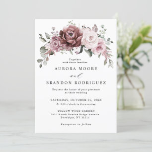 Invitation Mariage floral rose pâle Rose