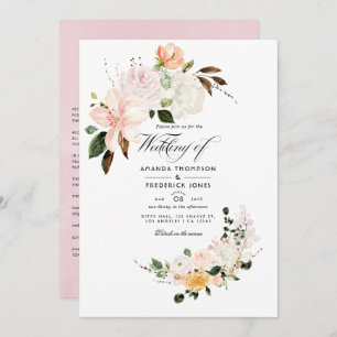 Invitation Mariage floral rose pastel Blush