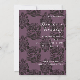Invitation Mariage Floral Rose Pourpre
