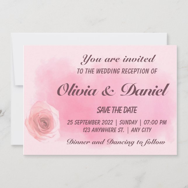 Invitation Mariage floral rose poussiéreuse élégante (Devant)