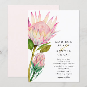 Invitation Mariage floral rose roi Protea