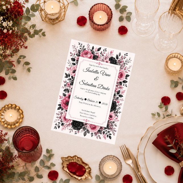 Invitation Mariage Floral Rose Romantique (Créateur téléchargé)